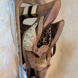 Exotic Wooden High Heels with Animal Print